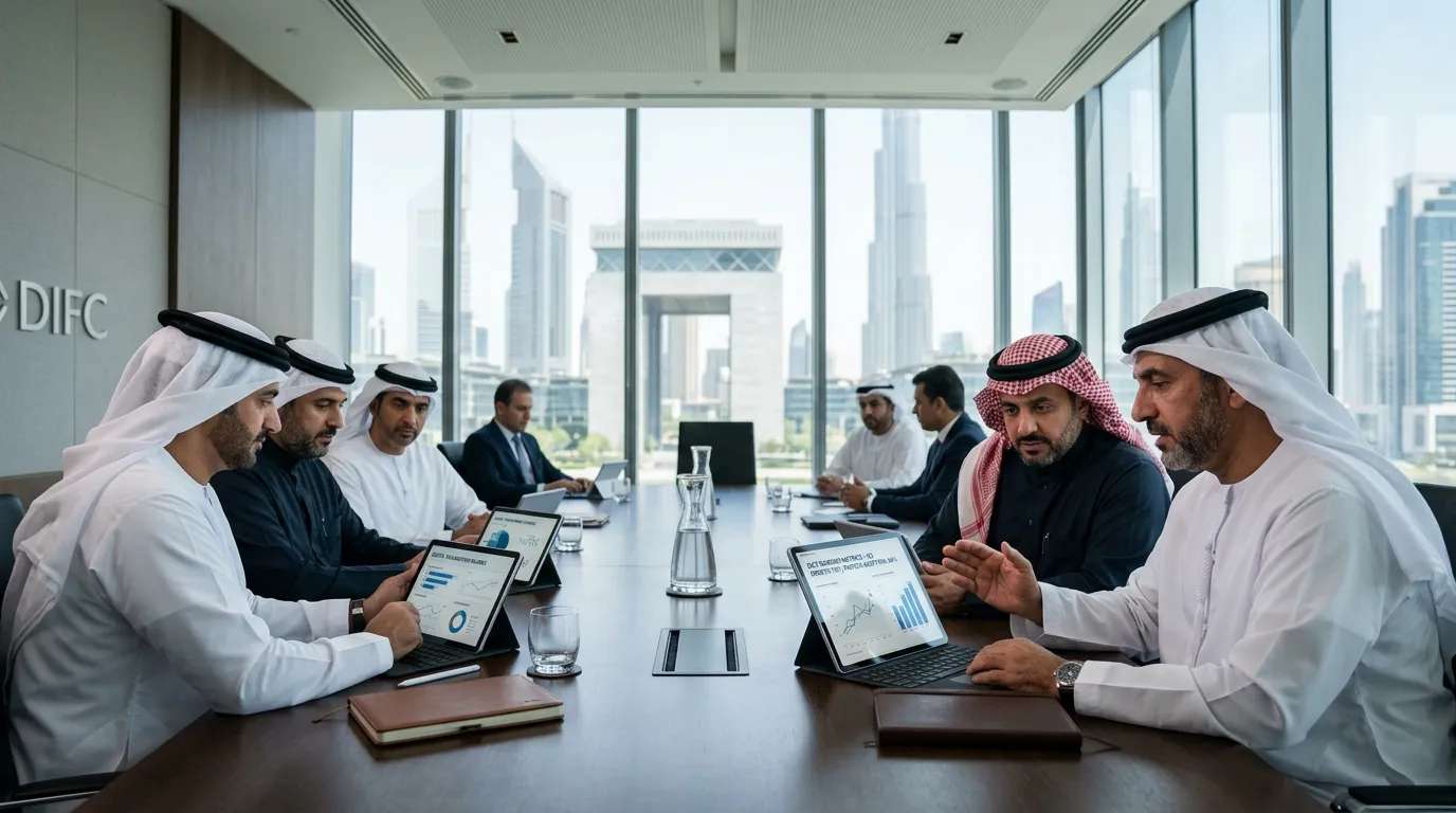Board-level banking digital transformation advisory team at DIFC Gate Dubai