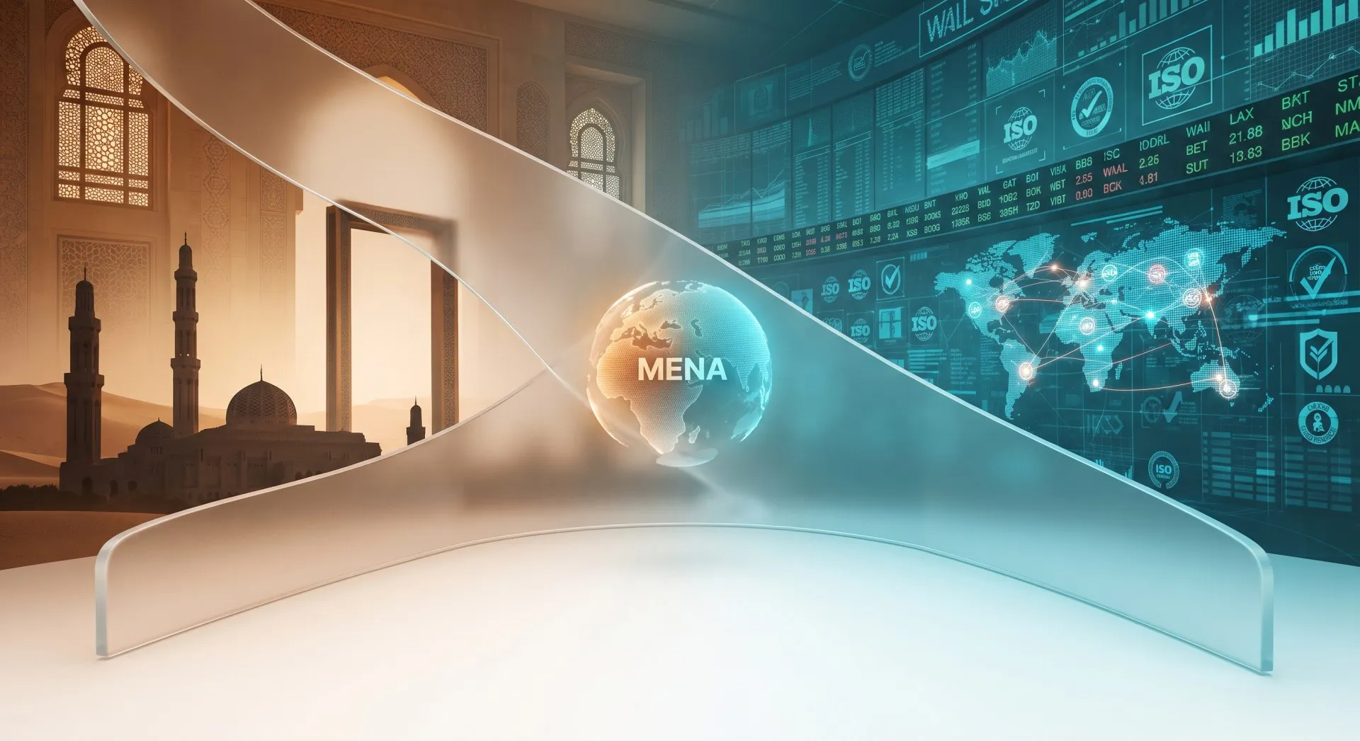 Islamic heritage architecture connected to global digital banking data